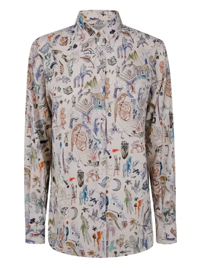 Paul Smith Little Beasts-print Cotton Shirt In Multi