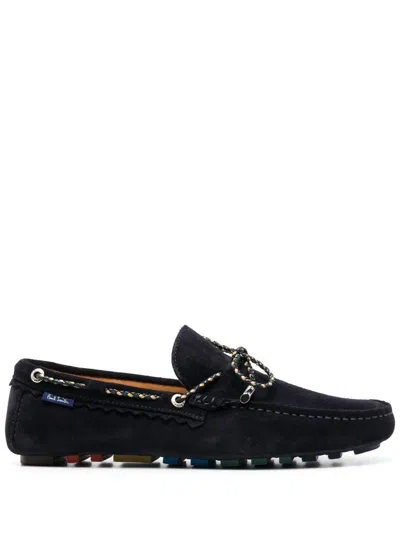 Paul Smith Rope-detail Suede Loafers Rubber Sole In Navy Fabric