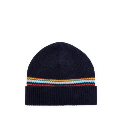 Paul Smith Logo Beanie In Blue