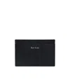 Paul Smith Saffiano Leather Card Holder With In Black