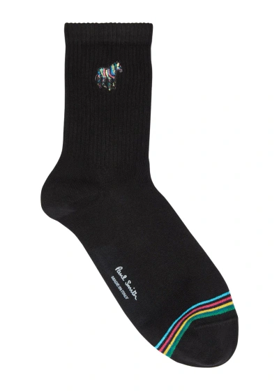 Paul Smith Logo Cotton-blend Socks In Black