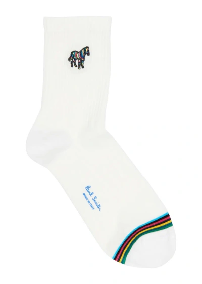 Paul Smith Logo Cotton-blend Socks In White