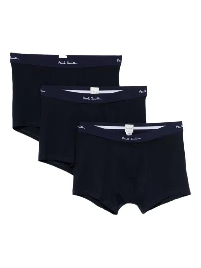 Paul Smith Logo Cotton Boxers (set Of 3) In Blue
