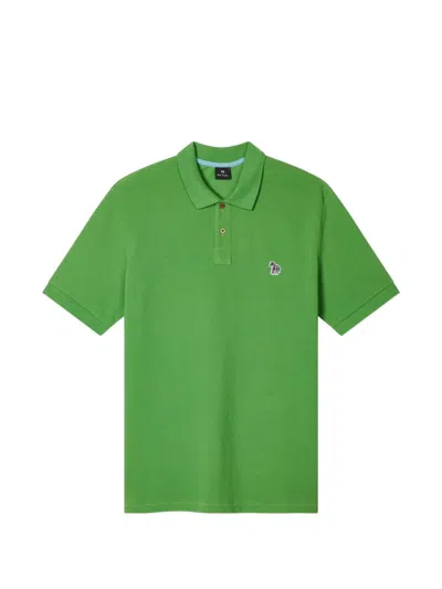 Paul Smith Logo Cotton Polo Shirt In Green