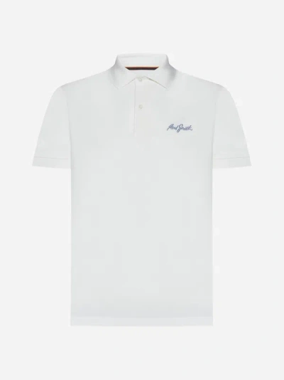 Paul Smith Cotton Shadow Logo Polo Shirt In Sky Blue