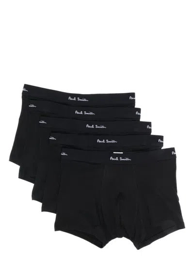 Paul Smith Logo Cotton Trunks 5pack In Black