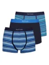 Paul Smith Blue 'signature Stripe' Three Pack Boxer Briefs Multicolour In Black