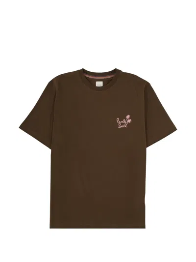 Paul Smith Pink Minimalist Chest Logo Organic Cotton T-shirt In Black