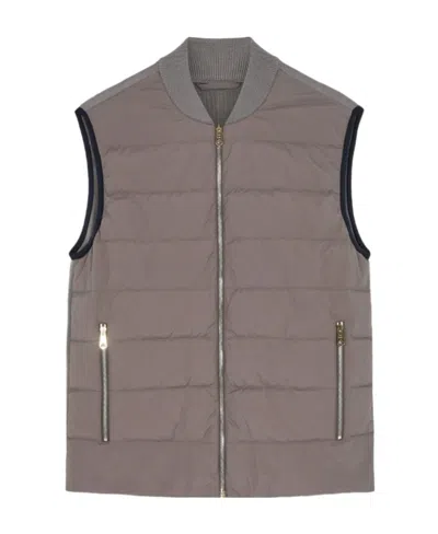 Paul Smith Logo Down Vest In Gray