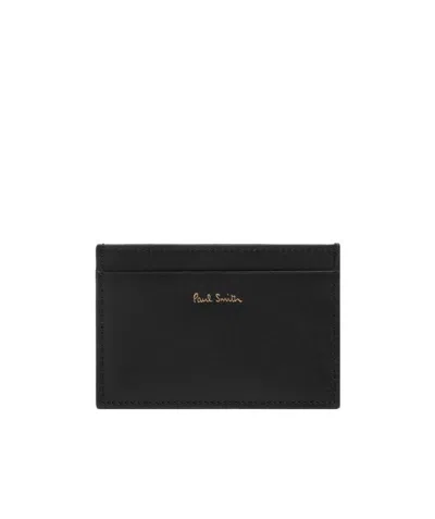 Paul Smith Logo Embossed Striped Cardholder In Nude