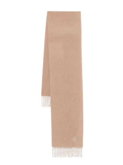 Paul Smith Logo-embroidered Cashmere Scarf In Brown
