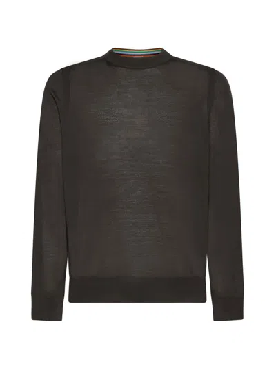 Paul Smith Logo Embroidered Knitted Jumper In Brown