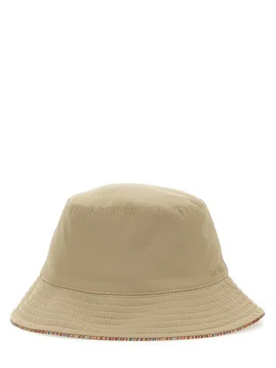 Paul Smith Logo Embroidered Reversible Bucket Hat In Brown