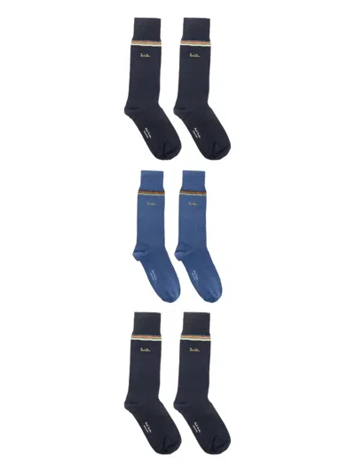 Paul Smith Logo-embroidered Socks (set Of Three) In Multi