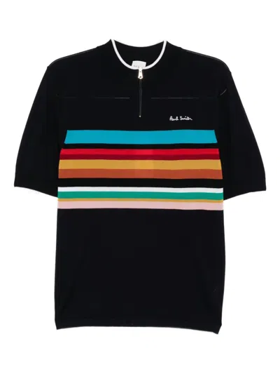 Paul Smith Logo-embroidered Striped Top In Black