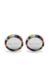 Paul Smith Logo-engraved Contrasting-border Cufflinks In Silver