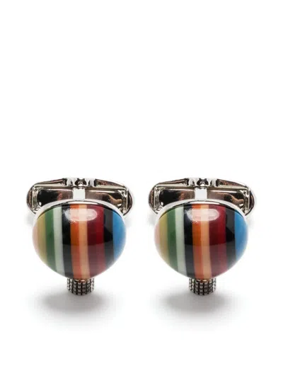 Paul Smith Logo-engraved Polished-finish Cufflinks In Multicolour