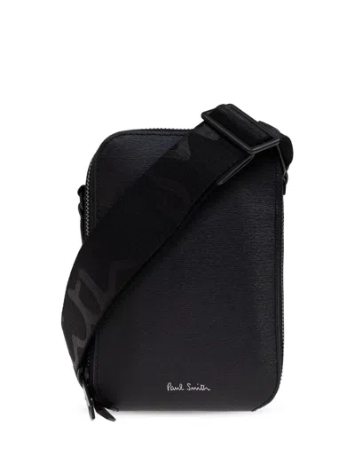 Paul Smith Logo Lettering Messenger Bag In Black