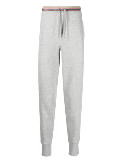 Paul Smith Logo-patch Cotton Track Pants In Grey