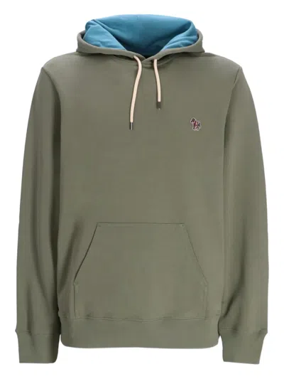 Paul Smith Logo-patch Hoodie In Green
