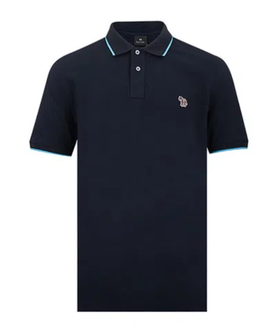 Paul Smith Logo Pattern Polo Shirt In Black