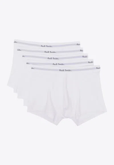 Paul Smith Logo Print Boxers - Set Of 5 In White