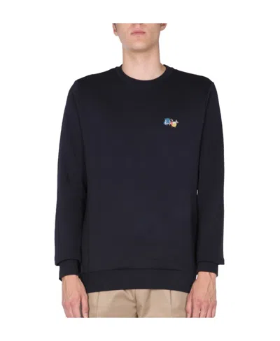Paul Smith Logo-print Crew-neck Sweatshirt In Blue