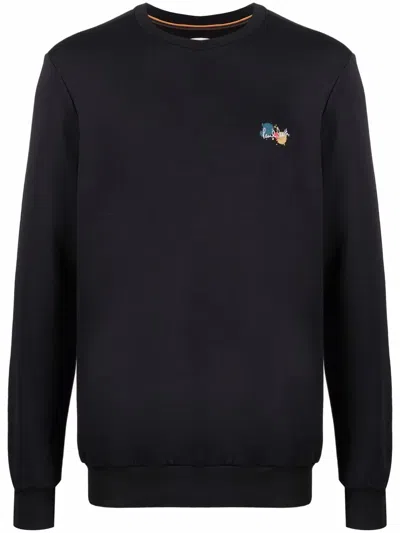 Paul Smith Logo Cotton Sweatshirt In Blue