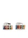 Paul Smith Mini-car Enamelled Artist-stripe Cufflinks In Silver