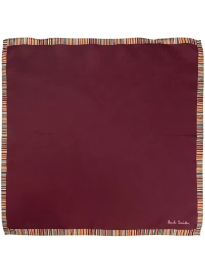 Paul Smith Logo-print Silk Pocket Square In Rot