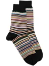 Paul Smith Logo-print Striped Ankle Socks In Black