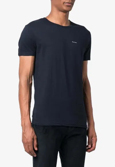 Paul Smith Logo Print T-shirts - Set Of 3 In Blue