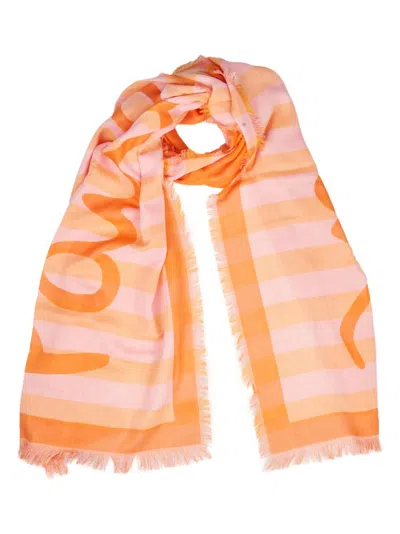 Paul Smith Logo Printed Stripped Scarf In Multi
