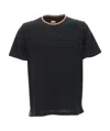 Paul Smith Stripes Logo Collar T-shirt In Black
