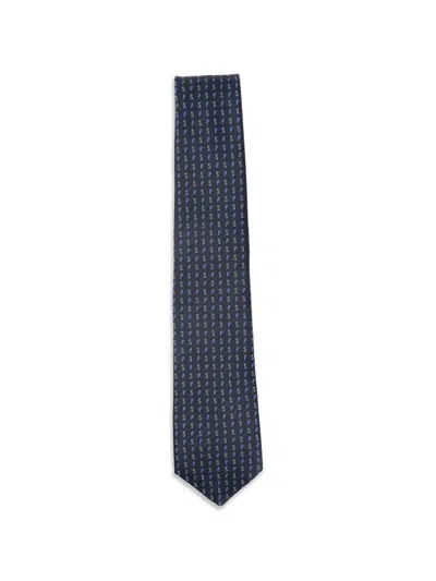Paul Smith Logo Silk Tie In Blue