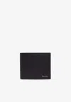 Paul Smith Logo Stamp Leather Bi-fold Wallet In Black