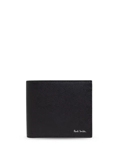 Paul Smith Logo-stamp Leather Wallet In Black