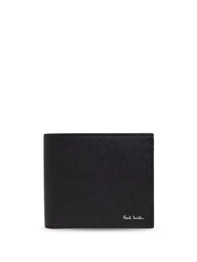 Paul Smith Logo-stamp Leather Wallet In Black