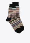 Paul Smith Logo-print Striped Ankle Socks In Multicolor