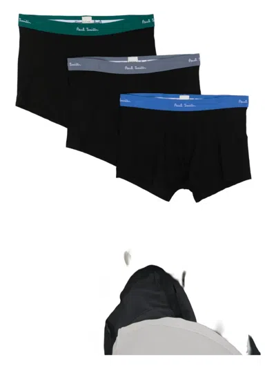 Paul Smith Logo-waistband Boxers (set Of Three) In Black