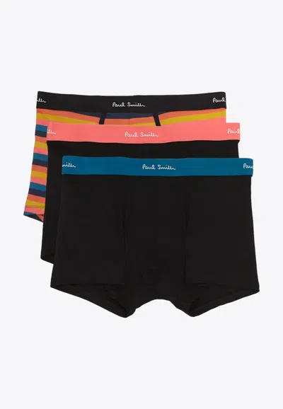Paul Smith Logo Waistband Striped Trunks - Set Of 3 In Multicolor