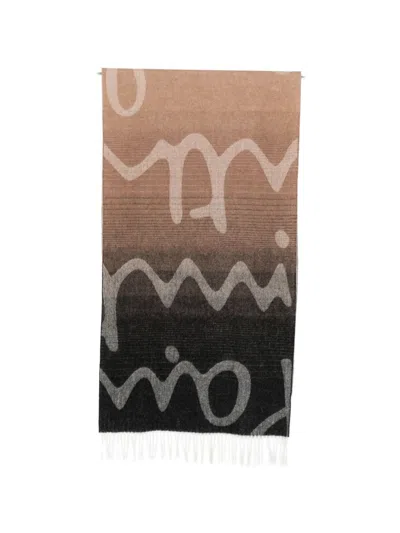Paul Smith Logo Wool Scarf In Black