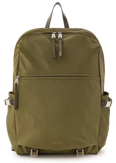 Paul Smith Logo-embroidered Nylon Backpack In Khaki