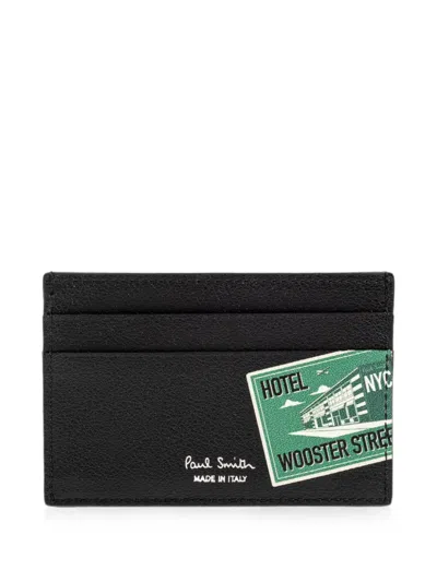 Paul Smith Logo-print Leather Card Holder In Pink