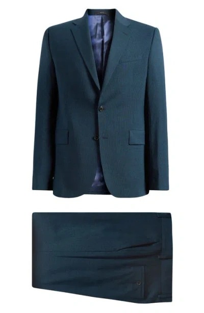 Paul Smith London Camberwell Tailored Fit Water Repellent Dark Green Wool Suit In Blue