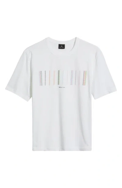 Paul Smith London Casual Fit Stitch Stripe Organic Cotton Graphic T-shirt In White