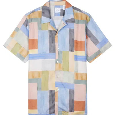 PAUL SMITH PAUL SMITH COLORBLOCK CASUAL FIT CAMP SHIRT