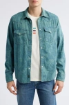 Paul Smith London Floral Cotton Denim Western Snap-up Shirt In Blue