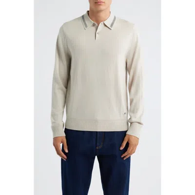Paul Smith London Long Sleeve Tipped Wool Polo Sweater In White