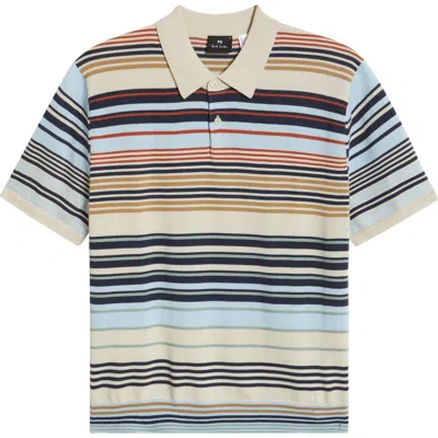 Paul Smith London Merino Wool Polo Sweater In Ice White